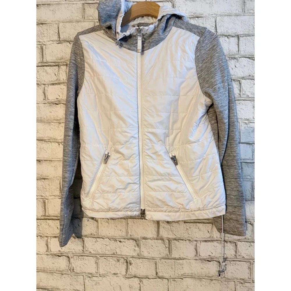 Athleta Primaloft Cozier Hoodie Eco insulated white and Gray size Small